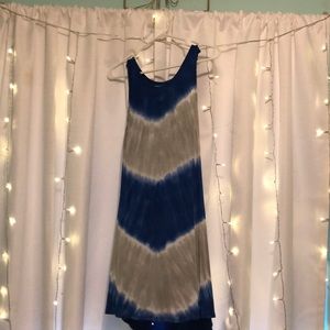 blue and silver tie-dye dress
